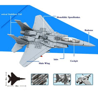 Thumbnail for Building Blocks MOC Military F-15 Eagle Fighter Plane Bricks Kids Toys - 4