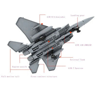 Thumbnail for Building Blocks MOC Military F-15 Eagle Fighter Plane Bricks Kids Toys - 3