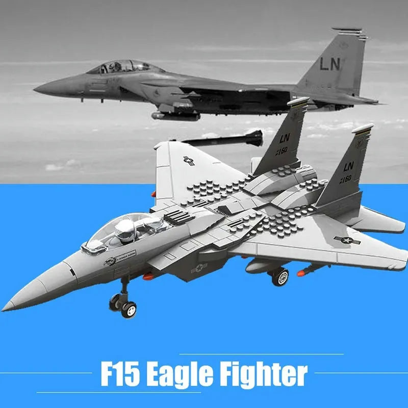 Building Blocks MOC Military F-15 Eagle Fighter Plane Bricks Kids Toys - 9
