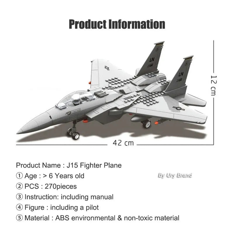 Building Blocks MOC Military F - 15E Eagle Fighter Jet Plane Bricks Kids Toys - 3