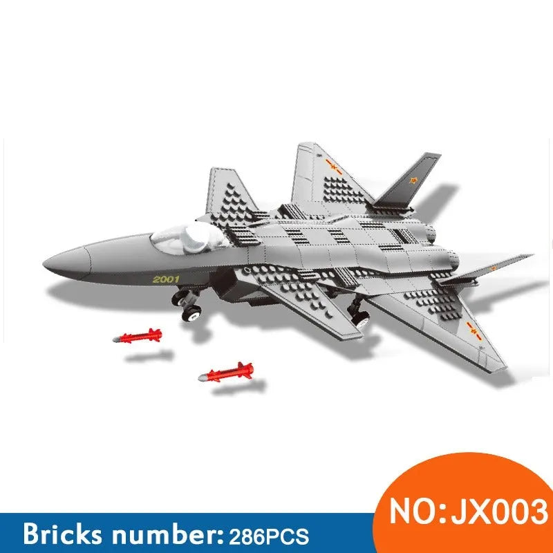 Building Blocks MOC Military J20 Stealth Fighter Plane Bricks Kids Toys - 1