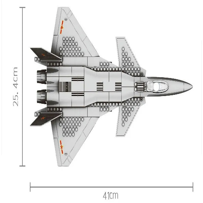 Building Blocks MOC Military J20 Stealth Fighter Plane Bricks Kids Toys Construction Set Toys - 2