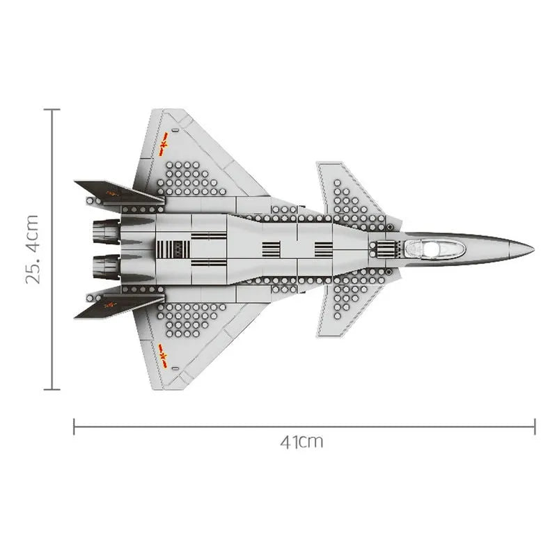 Building Blocks MOC Military J20 Stealth Fighter Plane Bricks Toys Kids - 4