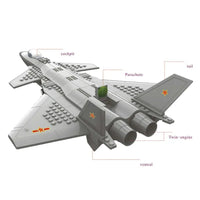 Thumbnail for Building Blocks MOC Military J20 Stealth Fighter Plane Bricks Toys Kids - 3