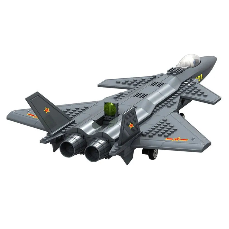 Building Blocks MOC Military J20 Stealth Fighter Plane Bricks Toys Kids - 1