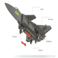 Thumbnail for Building Blocks MOC Military J20 Stealth Fighter Plane Bricks Toys Kids - 7