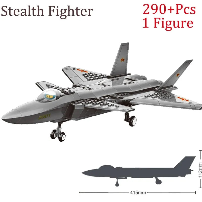 Building Blocks MOC Military J20 Stealth Fighter Plane Bricks Toys Kids - 9