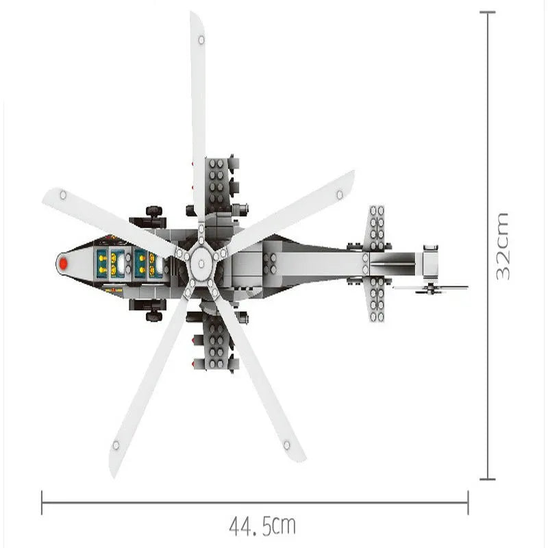 Building Blocks MOC Military WZ - 10 Gunship Helicopter Bricks Kids Toys - 3