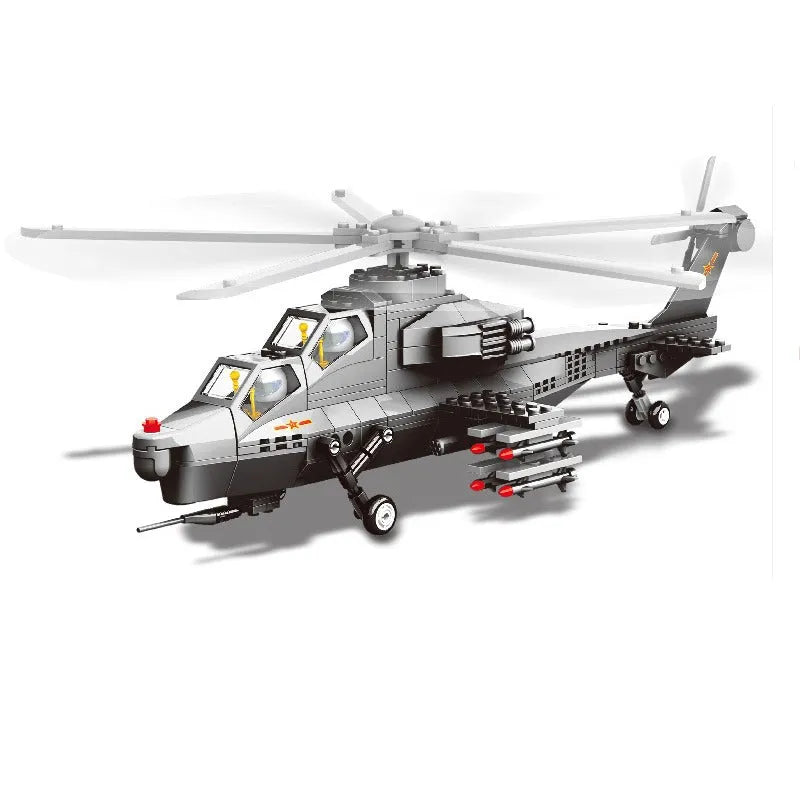Building Blocks MOC Military WZ - 10 Gunship Helicopter Bricks Kids Toys - 1
