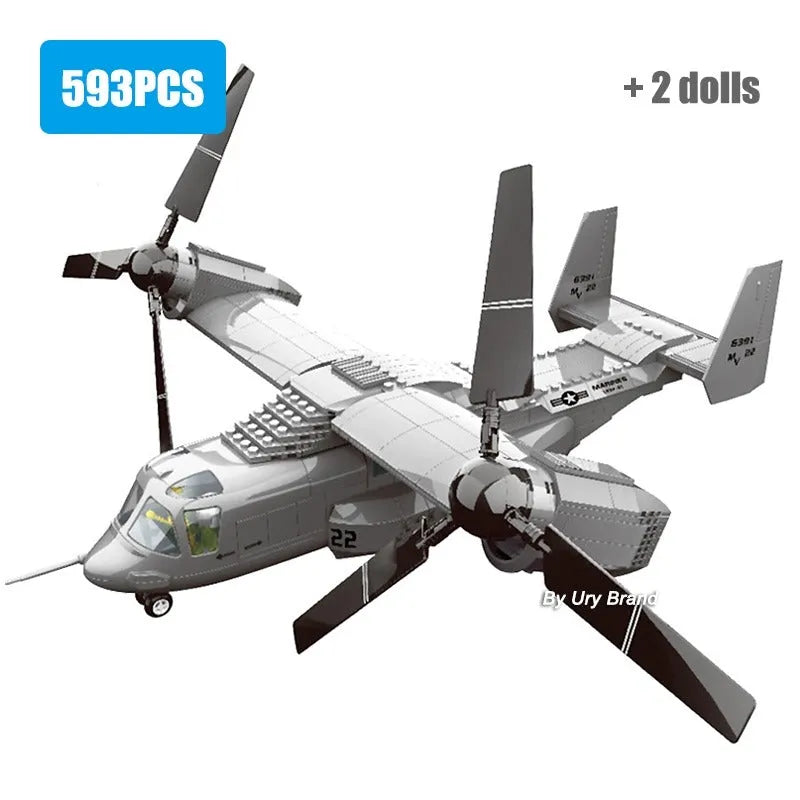 Building Blocks Tech MOC Creator Boeing V22 Bell Osprey Bricks Toys JX006 - 1