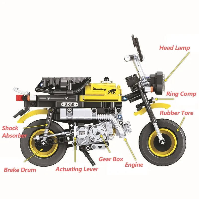 Building Blocks MOC Mini Motorbike Motorcycle Bricks Kids Toys 7071 Construction Set Toys - 6