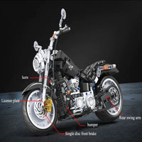 Thumbnail for Building Blocks MOC Tech American Harley Motorcycle Bricks Toy 7049 - 6