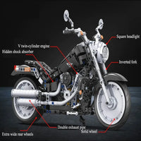 Thumbnail for Building Blocks MOC Tech American Harley Motorcycle Bricks Toy 7049 - 3