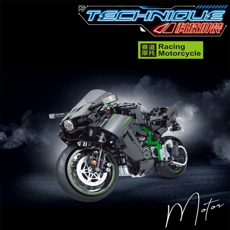 Building Blocks MOC Tech Super Racing Motorcycle Bricks Toy 8109 - 2