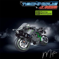 Thumbnail for Building Blocks MOC Tech Super Racing Motorcycle Bricks Toy 8109 - 2