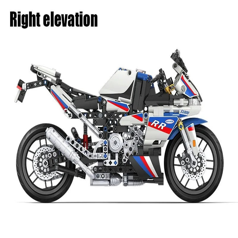 Building Blocks MOC Tech Track Racing Motorcycle Bricks Toy 7054 - 5
