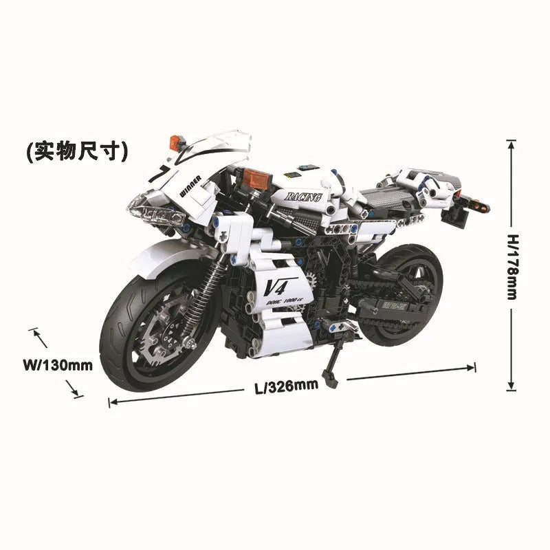 Building Blocks MOC Tech V4 Racing Motorcycle Bricks Toy 7047 Construction Set Toys - 3
