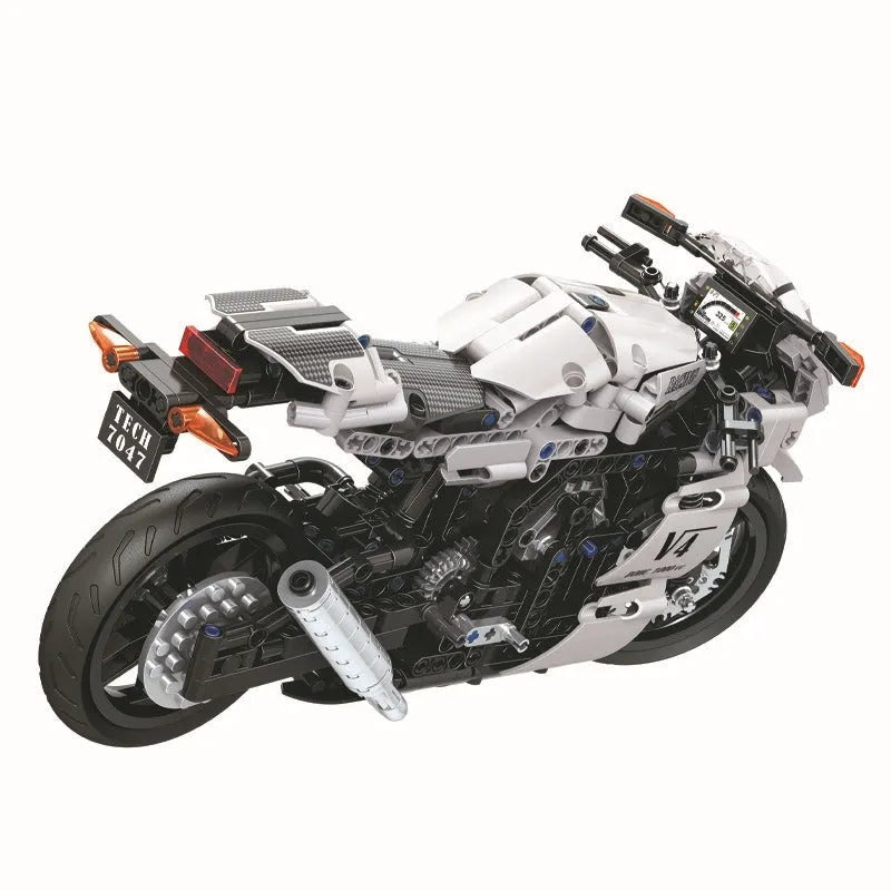 Building Blocks MOC Tech V4 Racing Motorcycle Bricks Toy 7047 - 6