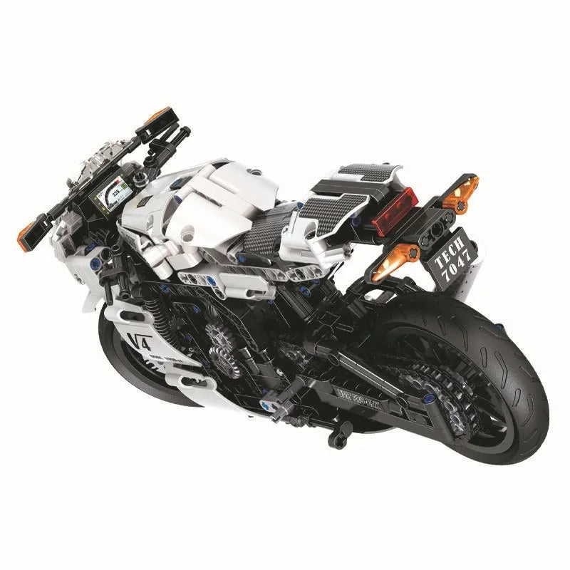 Building Blocks MOC Tech V4 Racing Motorcycle Bricks Toy 7047 - 2