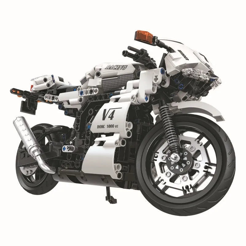 Building Blocks MOC Tech V4 Racing Motorcycle Bricks Toy 7047 - 4
