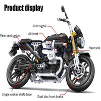 Thumbnail for Building Blocks Tech MOC Classic Heritage Motorcycle Bricks Toy 7052 Construction Set Toys - 13