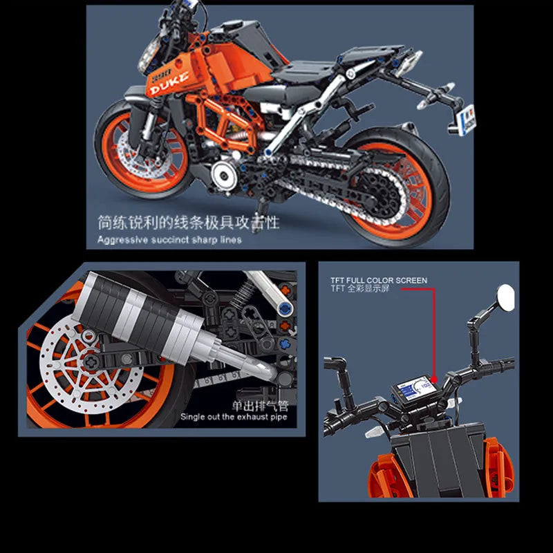 Building Blocks Tech MOC Classic KTM 390 DUKE Motorcycle Bricks Toy Construction Set Toys - 3