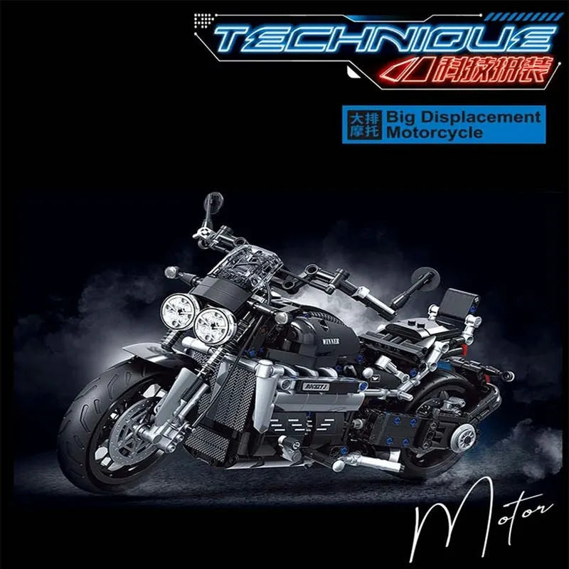 Building Blocks Tech MOC Classic Road Motorcycle Bricks Toy 8107 - 2