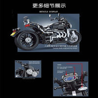 Thumbnail for Building Blocks Tech MOC Classic Road Motorcycle Bricks Toy 8107 - 6
