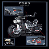 Thumbnail for Building Blocks Tech MOC Classic Road Motorcycle Bricks Toy 8107 - 4
