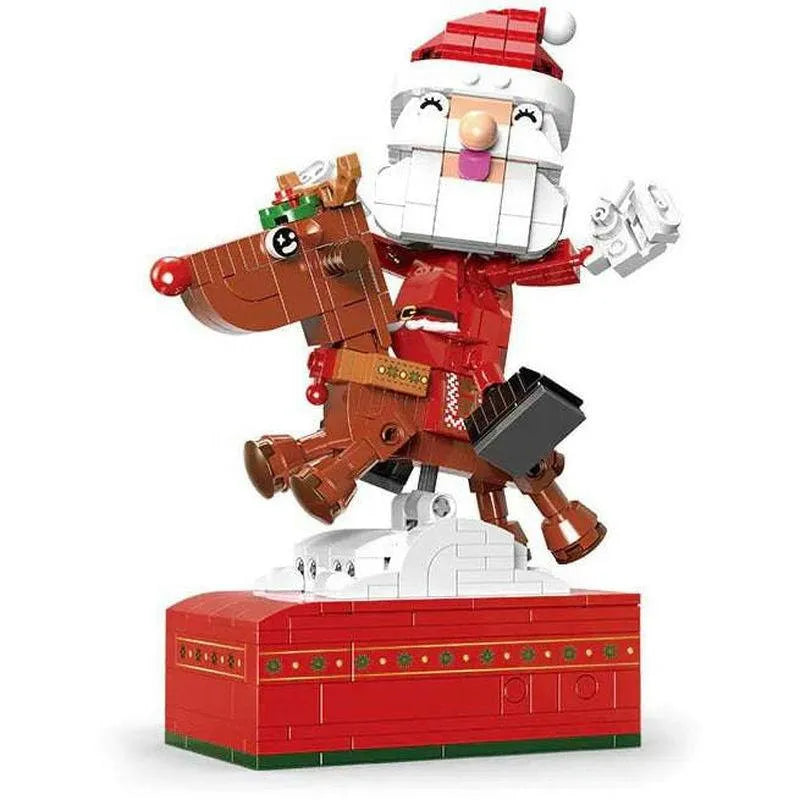 Building Blocks Christmas Reindeer Music Box Santa Claus Bricks Toy Construction Set Toys - 1