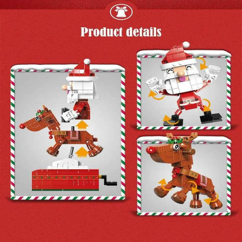 Building Blocks Christmas Reindeer Music Box Santa Claus Bricks Toy Construction Set Toys - 3