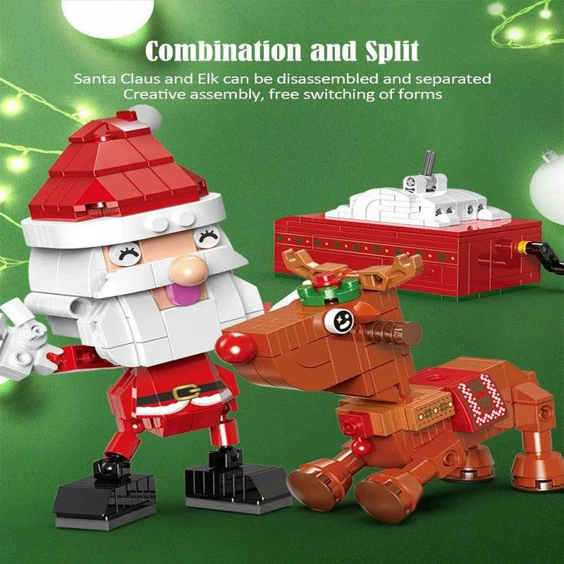 Building Blocks Christmas Reindeer Music Box Santa Claus Bricks Toy Construction Set Toys - 4
