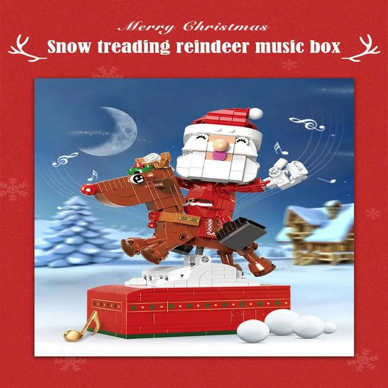 Building Blocks Christmas Reindeer Music Box Santa Claus Bricks Toy Construction Set Toys - 6