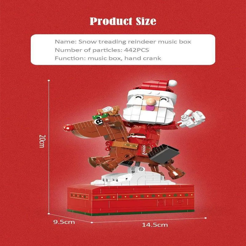 Building Blocks Christmas Reindeer Music Box Santa Claus Bricks Toy Construction Set Toys - 2