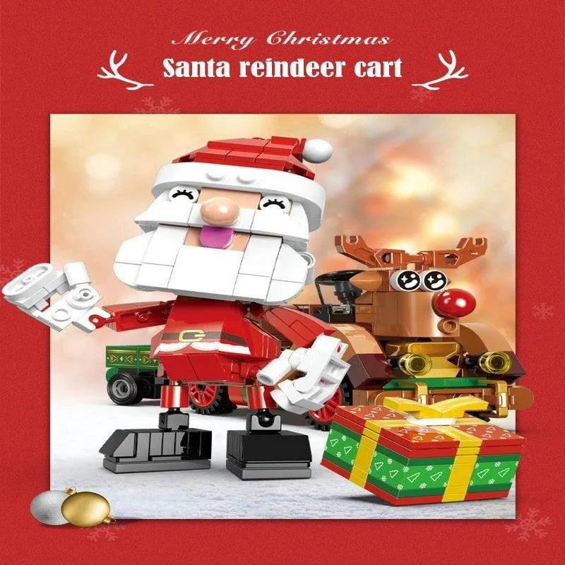 Building Blocks Ideas Christmas Santa Claus Reindeer Cart Bricks Toy Construction Set Toys - 5