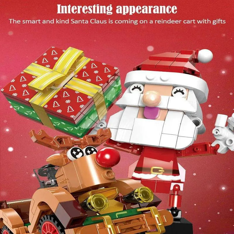 Building Blocks Ideas Christmas Santa Claus Reindeer Cart Bricks Toy - 2