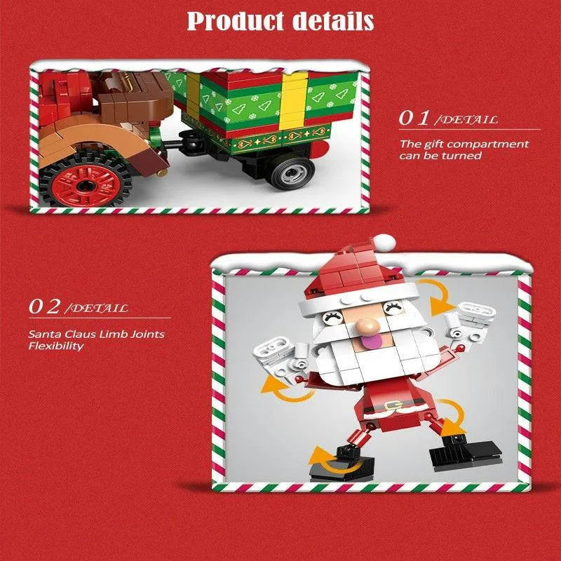 Building Blocks Ideas Christmas Santa Claus Reindeer Cart Bricks Toy - 8