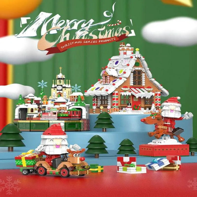Building Blocks Ideas Christmas Santa Claus Reindeer Cart Bricks Toy Construction Set Toys - 4