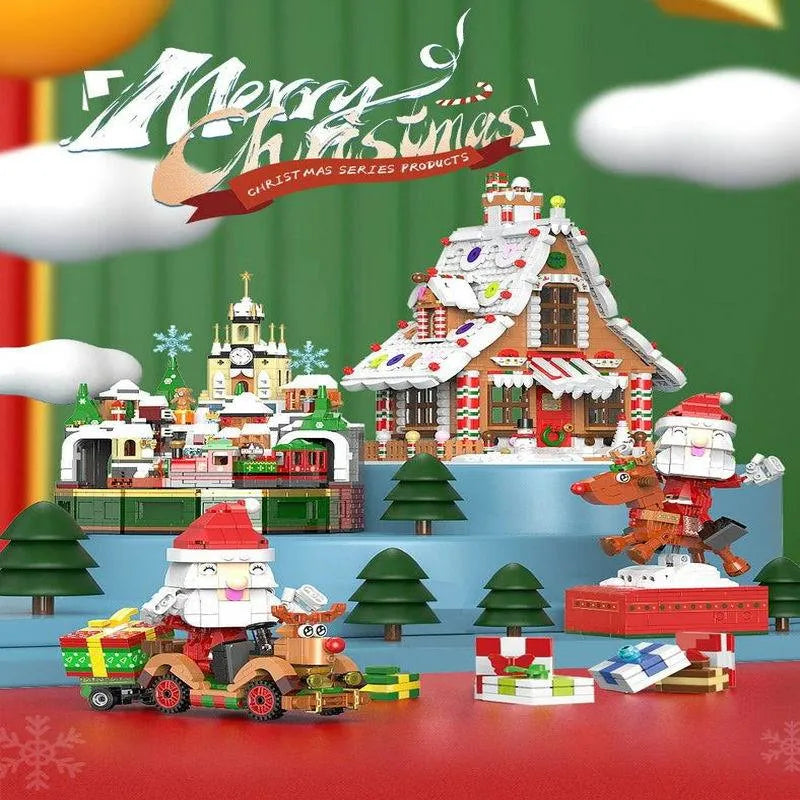 Building Blocks Ideas Christmas Santa Claus Reindeer Cart Bricks Toy - 4