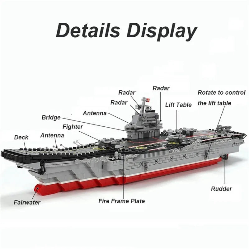 Building Blocks Military MOC Chinese Type 001 Aircraft Carrier Ship Bricks Construction Set Toys - 6
