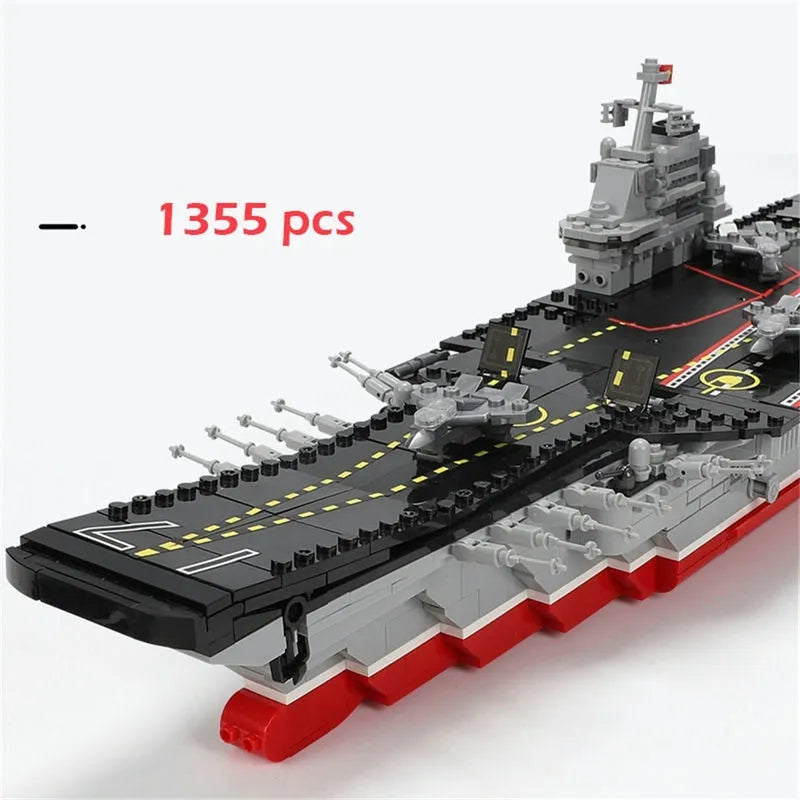 Building Blocks Military MOC Chinese Type 001 Aircraft Carrier Ship Bricks Construction Set Toys - 9