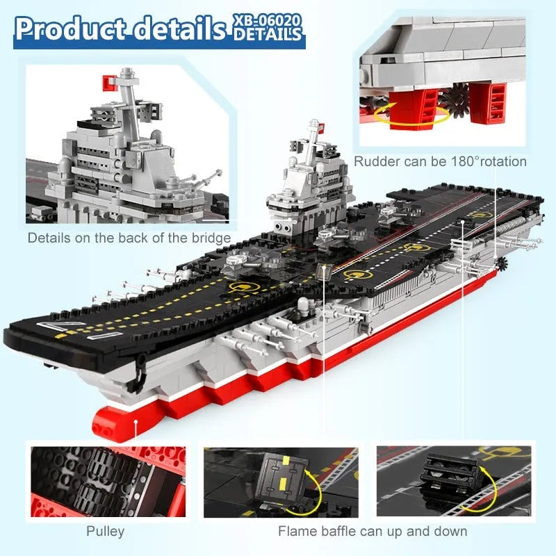 Building Blocks Military MOC Chinese Type 001 Aircraft Carrier Ship Bricks - 5