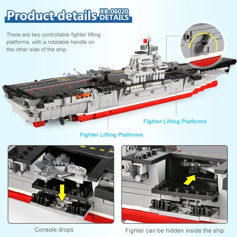 Building Blocks Military MOC Chinese Type 001 Aircraft Carrier Ship Bricks Construction Set Toys - 4