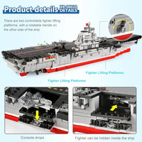 Thumbnail for Building Blocks Military MOC Chinese Type 001 Aircraft Carrier Ship Bricks - 4