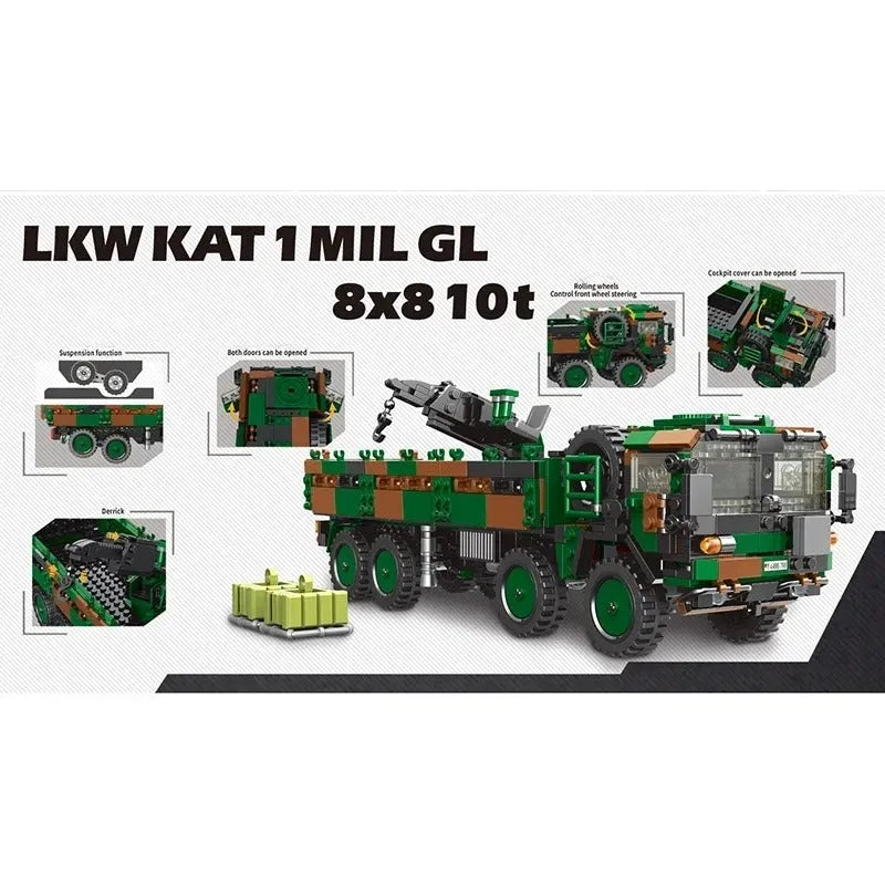 Building Blocks Military MOC MAN LKW KAT 1 Mil GL 10t Truck Bricks Toy - 2