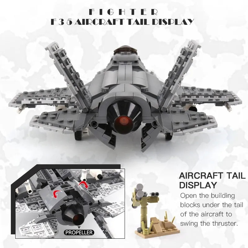 Building Blocks Military MOC Stealth Fighter Jet F-35 Aircraft Bricks Toys Construction Set Toys - 3