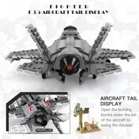 Thumbnail for Building Blocks Military MOC Stealth Fighter Jet F - 35 Aircraft Bricks Toys - 3