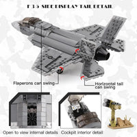 Thumbnail for Building Blocks Military MOC Stealth Fighter Jet F - 35 Aircraft Bricks Toys - 4