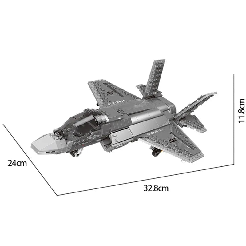 Building Blocks Military MOC Stealth Fighter Jet F - 35 Aircraft Bricks Toys - 7