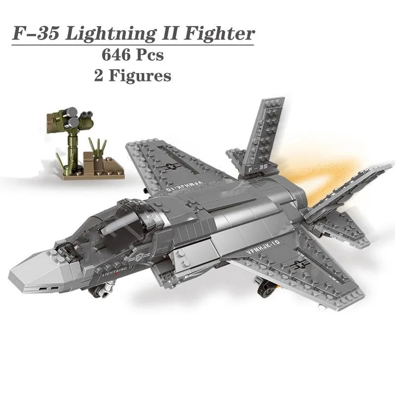 Building Blocks Military MOC Stealth Fighter Jet F-35 Aircraft Bricks Toys Construction Set Toys - 5